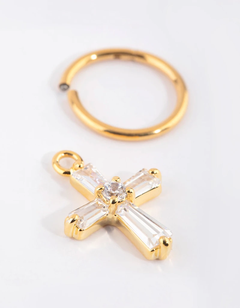 Piercing nombril en diamant en titane plaqué or