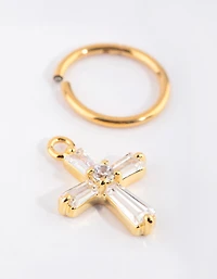 Piercing nombril en diamant en titane plaqué or