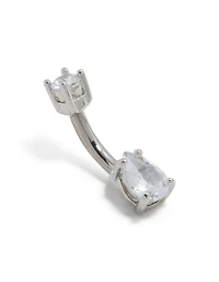 Titanium Diamante Pear Belly Bar