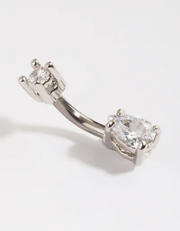Titanium Diamante Pear Belly Bar