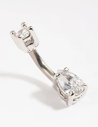 Titanium Diamante Pear Belly Bar