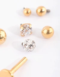 Gold Plated Titanium Flat Back 6-Pack