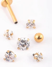 Barre plate plate en titane plaquée or avec extrémités interchangeables en pack de 6