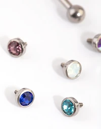 Titanium Diamante Flat Back 6-Pack
