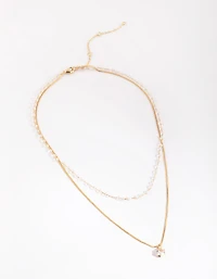 Gold Plated Necklace with Clear Stones
