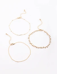 Gold Plated Dainty Anklet Pack