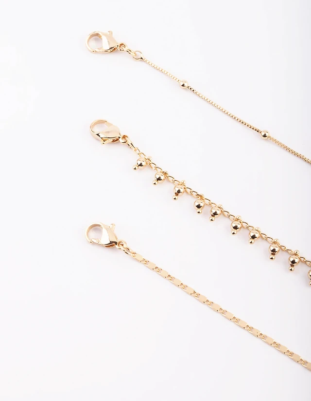 Gold Plated Dainty Anklet Pack