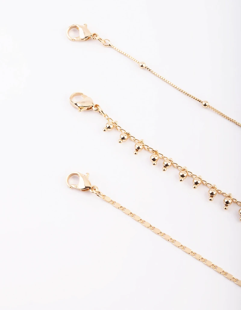 Gold Plated Dainty Anklet Pack