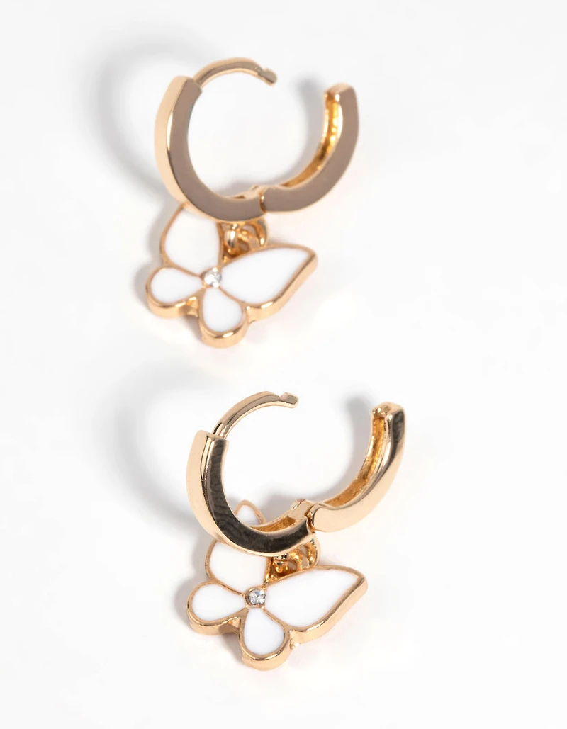 Gold Butterfly Huggie Hoop Earrings