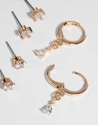 Gold Star Earrings with Cubic Zirconia
