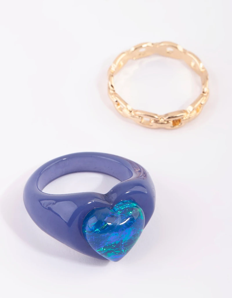 Heart Plastic Ring Set