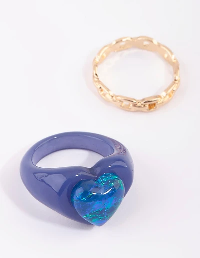 Heart Plastic Ring Set