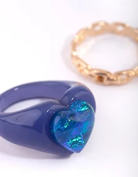 Heart Plastic Ring Set