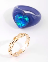 Heart Plastic Ring Set