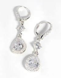 Silver Cubic Zirconia Pear Drop Earrings