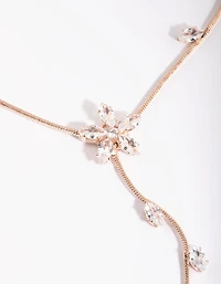 Rose Gold Cubic Zirconia Flower Vine Necklace