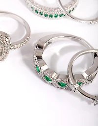 Emerald Cubic Zirconia Statement Ring 5-Pack