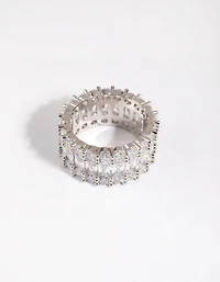 Silver Baguette Cubic Zirconia Ring