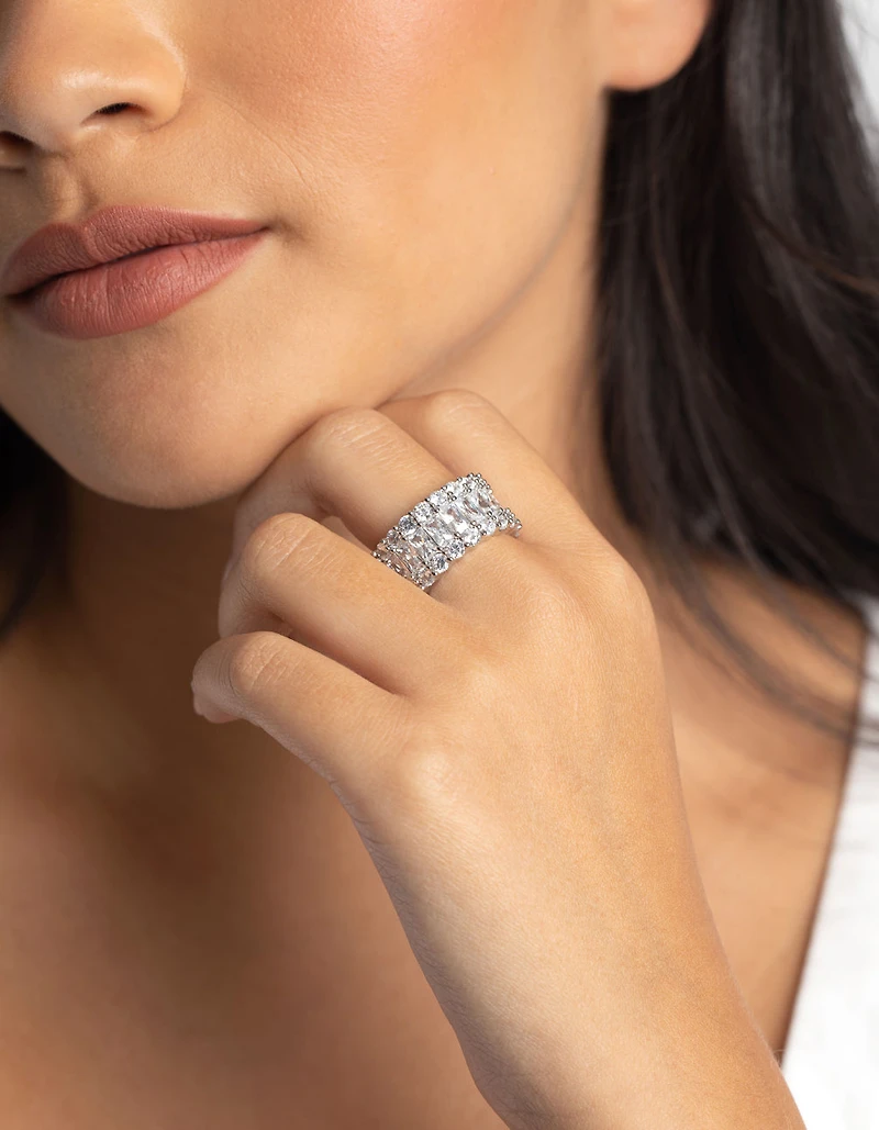 Silver Baguette Cubic Zirconia Ring