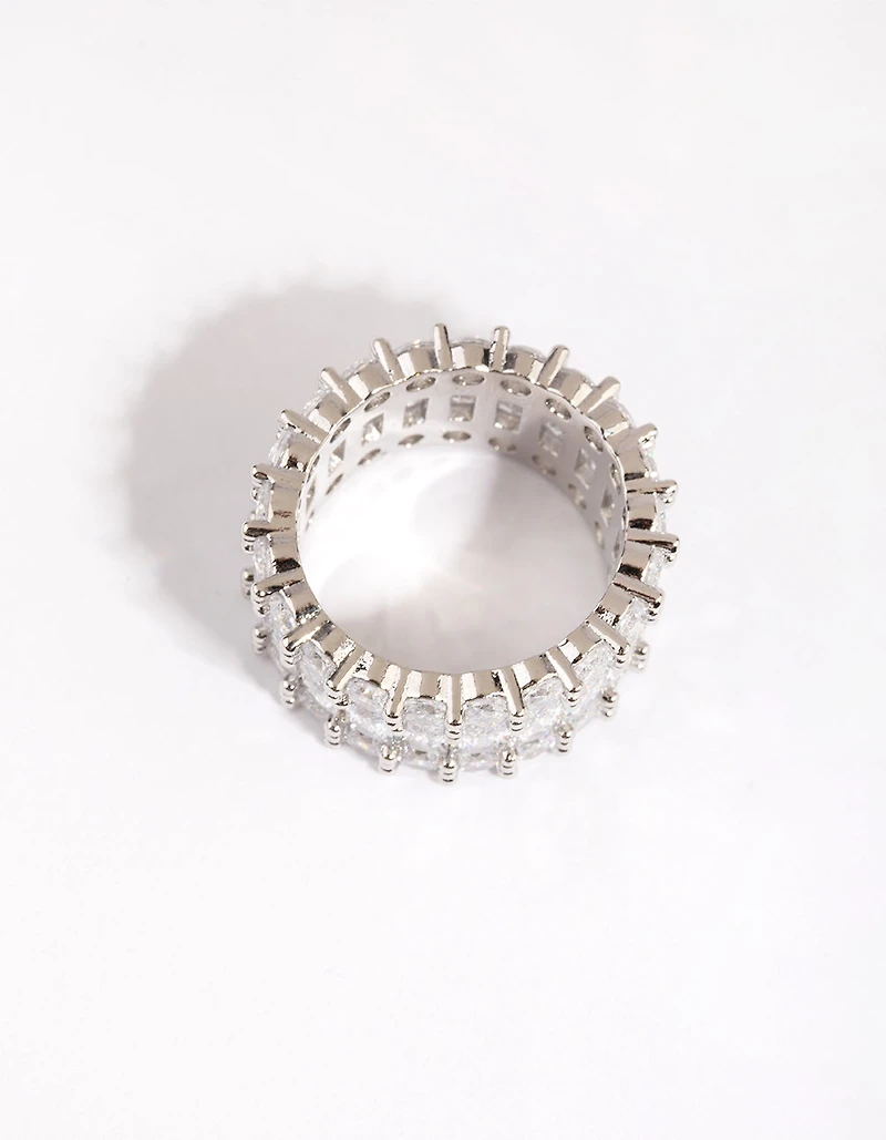 Silver Baguette Cubic Zirconia Ring