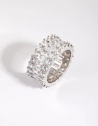 Silver Baguette Cubic Zirconia Ring