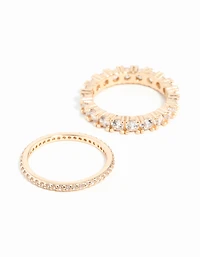 Gold Cubic Zirconia Triple Band Ring