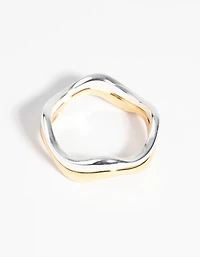 Gold & Silver Plated Weave Ring Set