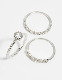 Silver Cubic Zirconia Triple Band Ring