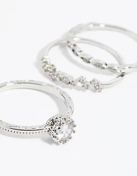 Silver Cubic Zirconia Triple Band Ring