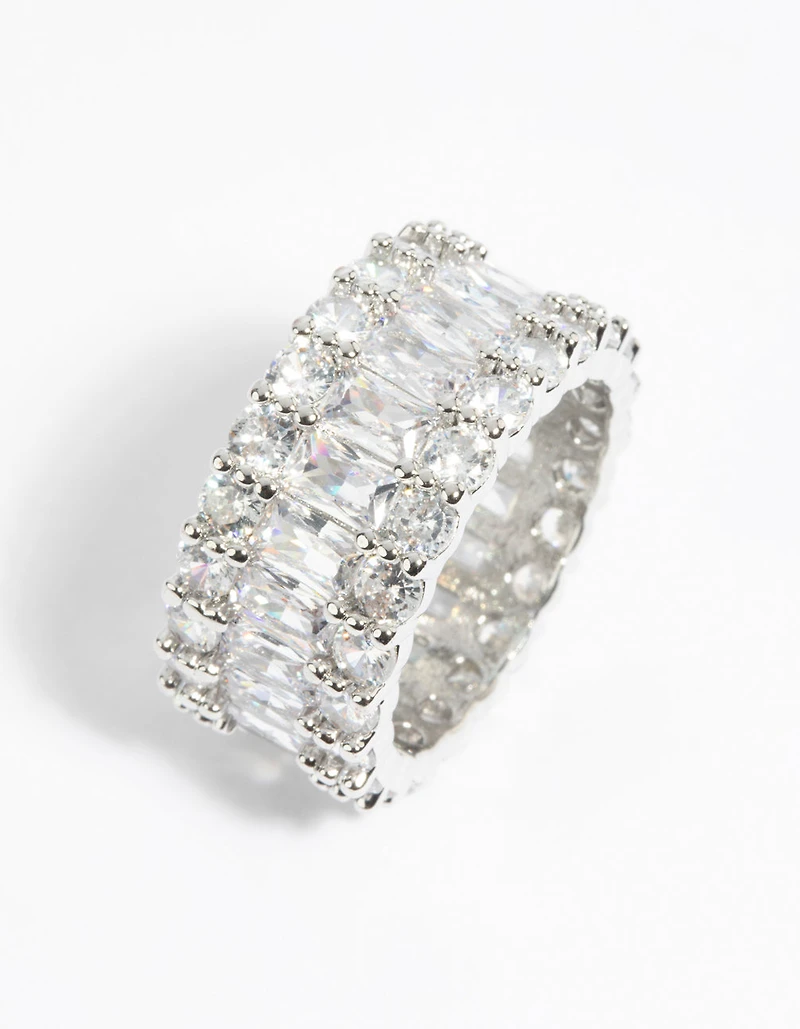 Silver Baguette Cubic Zirconia Ring
