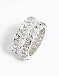 Silver Baguette Cubic Zirconia Ring