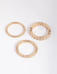 Gold Cubic Zirconia Triple Band Ring