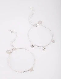 Silver Butterfly Bracelet Set