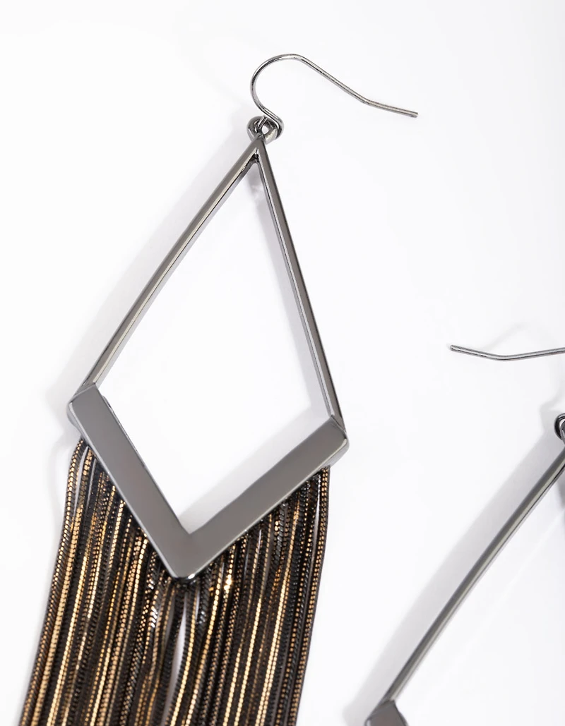 Gunmetal Snake Chain Drop Earrings