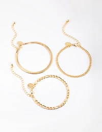 Gold Plated Snake Chain Bracelet Pack