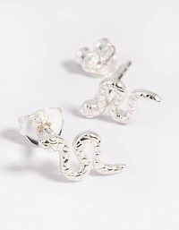 Sterling Silver Snake Stud Earrings