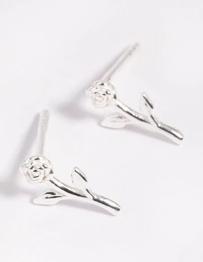 Sterling Silver Rose Stud Earrings