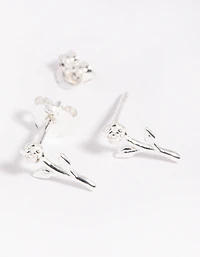 Sterling Silver Rose Stud Earrings
