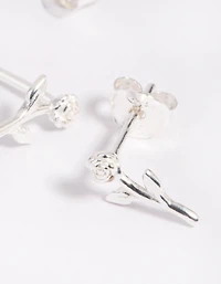 Sterling Silver Rose Stud Earrings