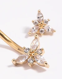 Gold Plated Surgical Steel Flower Belly Bar