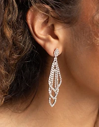 Silver Layered Geometric Chain Earrings