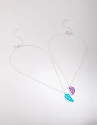 Kids Sister Heart Necklace Set