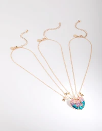 Kids Glitter Heart Best Friend Necklace Pack