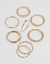Gold Enamel Circle Ring Pack