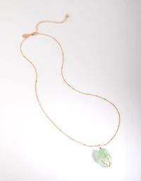 Gold Green Fluorite Statement Necklace