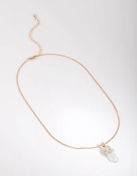 Gold Green Fluorite Shard Necklace