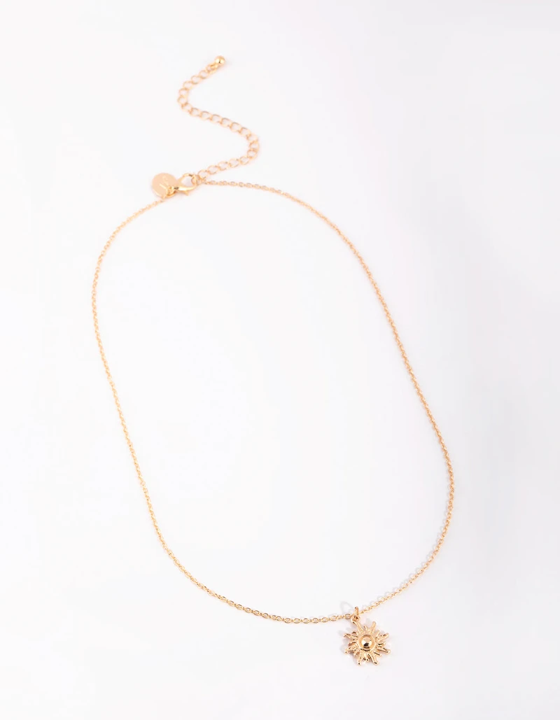 Gold Sun Pendant Necklace