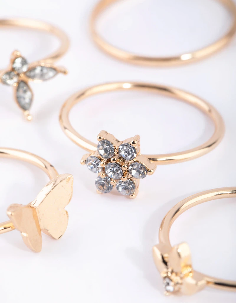 Gold Butterfly Garden Ring 5-Pack