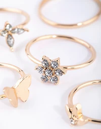 Gold Butterfly Garden Ring 5-Pack