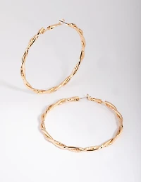 Gold Twisted Hoop Earrings